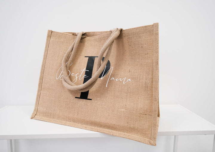 Jutetasche"Beste Mama" mit Monogramm P - Jellies Design