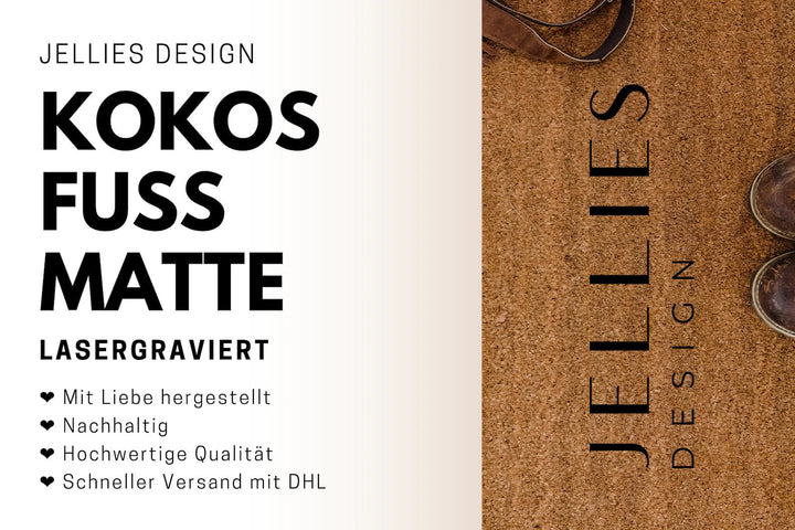 Personalisierte Indoor Kokos Fußmatte mit Namen oder Wunschmotiv - Jellies Design