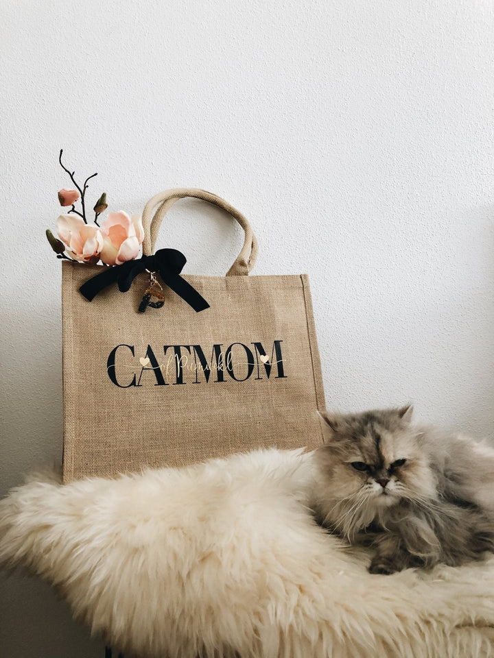 Personalisierte Jute Tasche für Katzen oder Hundemuttis und Papis - Jellies Design
