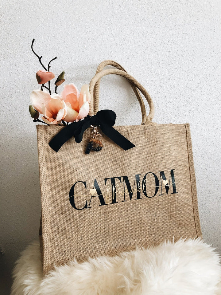 Personalisierte Jute Tasche für Katzen oder Hundemuttis und Papis - Jellies Design