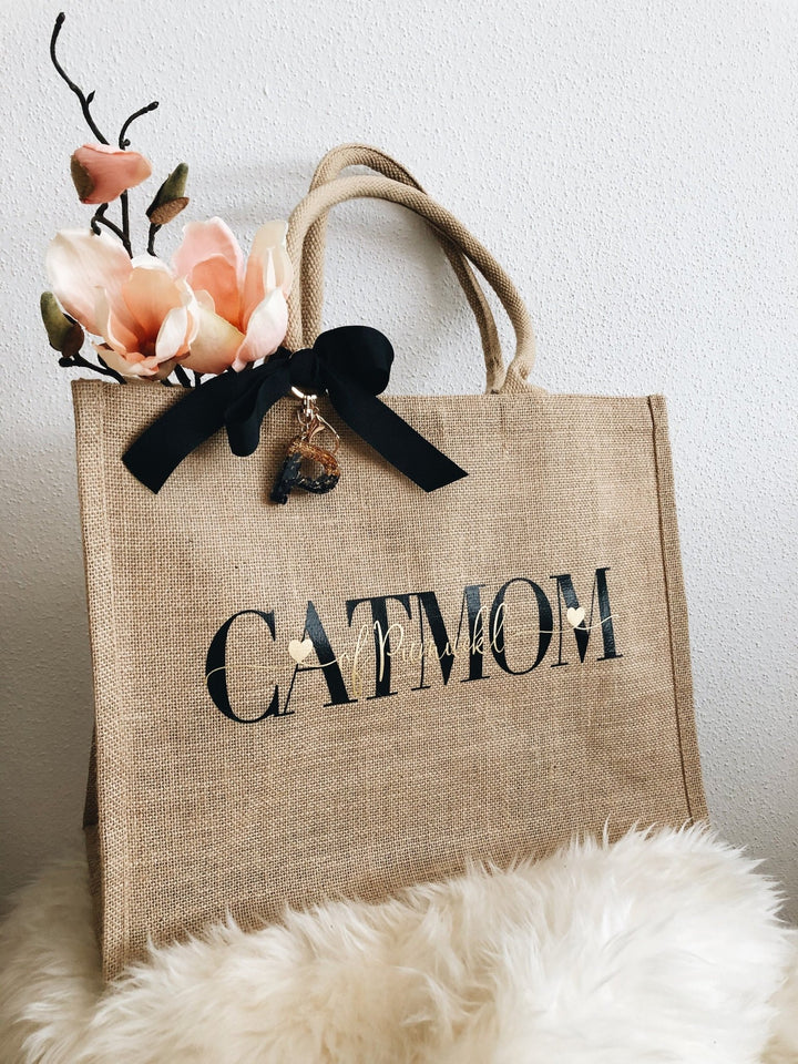 Personalisierte Jute Tasche für Katzen oder Hundemuttis und Papis - Jellies Design