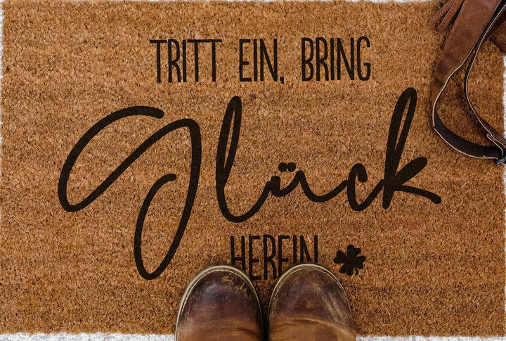 Kokos Fußmatte "Tritt ein bring Glück herein" - Jellies Design