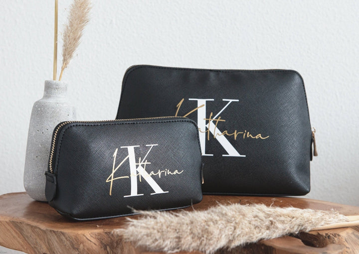 Kosmetiktasche Monogramm Set schwarz