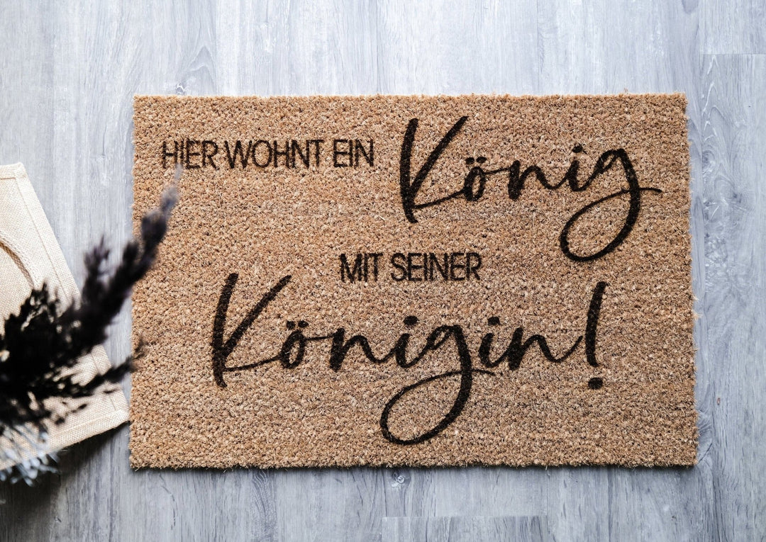 Personalisierte Kokos Fussmatte mit eurem Spruch - Jellies Design