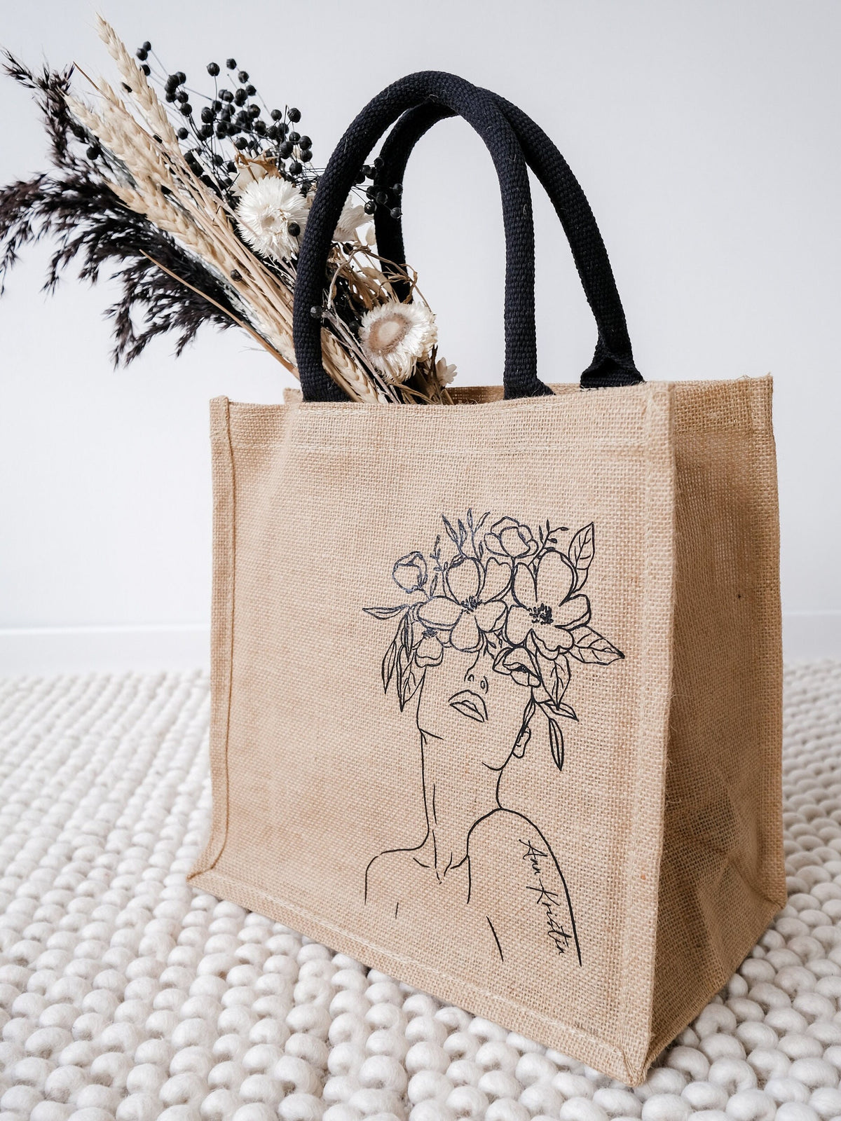Jutetasche personalisierbar, "Line-Art" - JelliesDesign - Jute Bag - Totes
