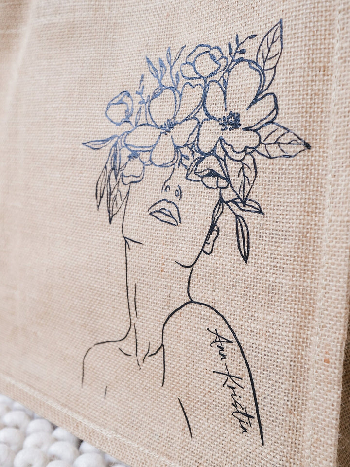 Jutetasche personalisierbar, "Line-Art" - JelliesDesign - Jute Bag - Totes