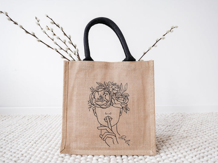 Jutetasche personalisierbar, "Line-Art" - JelliesDesign - Jute Bag - Totes