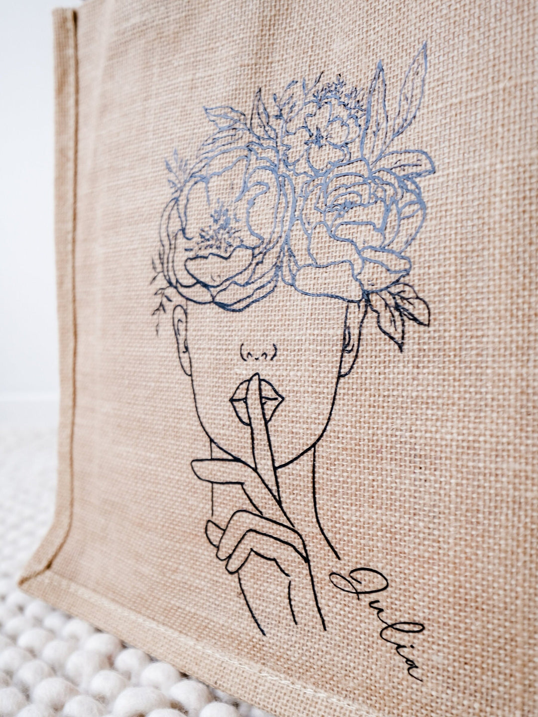 Jutetasche personalisierbar, "Line-Art" - JelliesDesign - Jute Bag - Totes