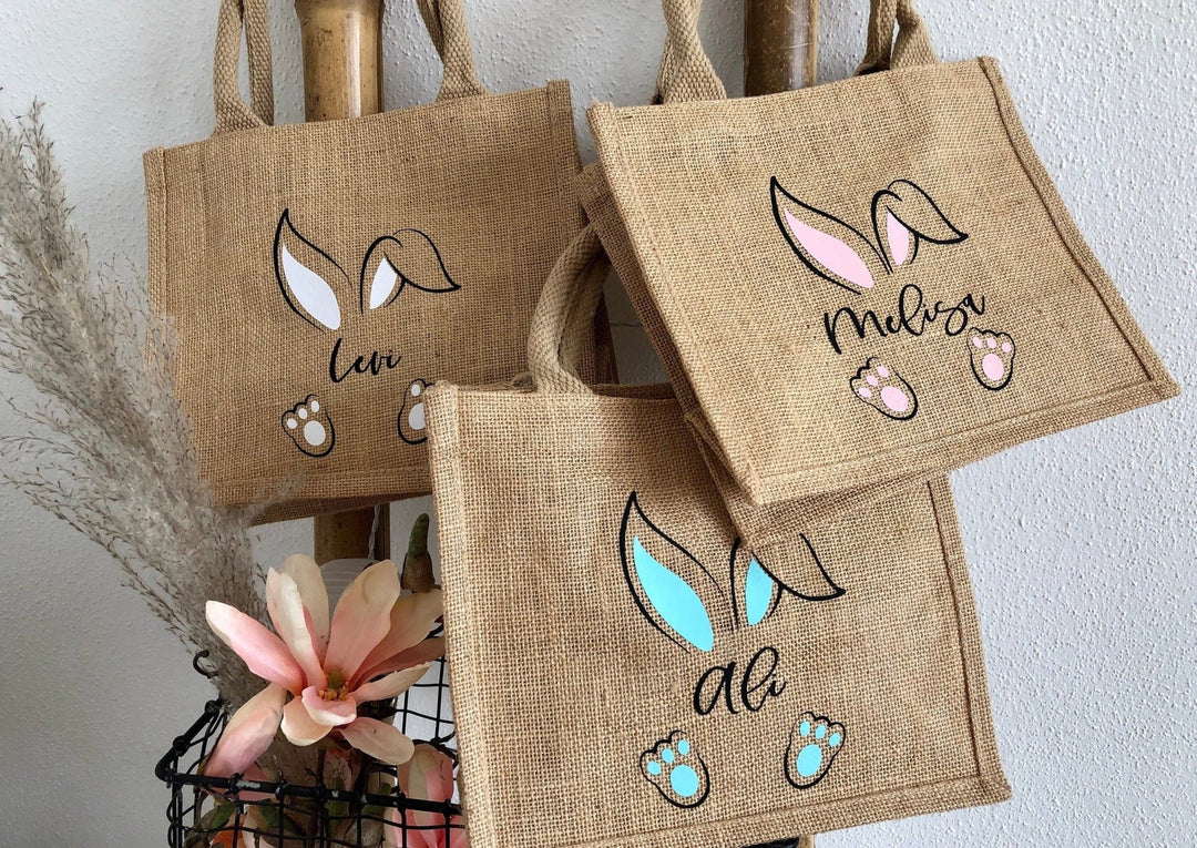 Jutetasche personalisierbar, Osterhäschen - Jellies Design