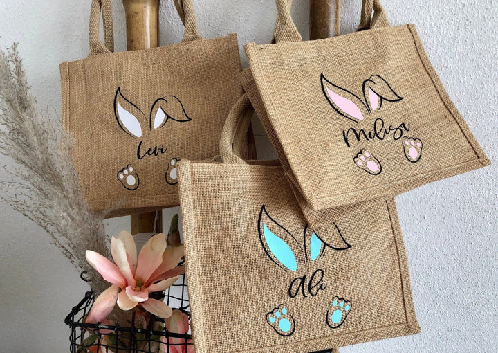 Jutetasche personalisierbar, Osterhäschen - Jellies Design