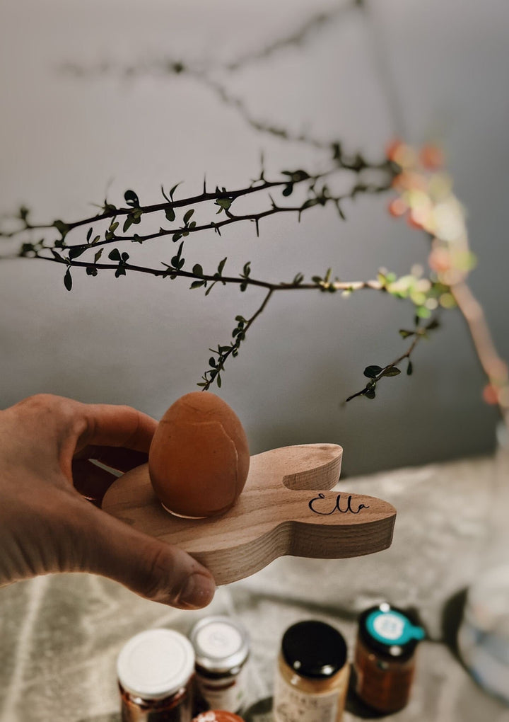 Eierbecher aus Holz "Hasenohren" personalisierbar - Jellies Design