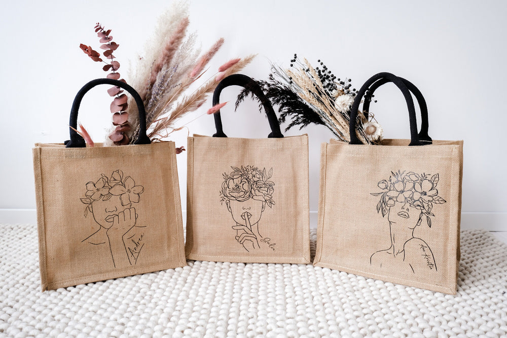 Jutetasche personalisierbar, "Line-Art" - JelliesDesign - Jute Bag - Totes