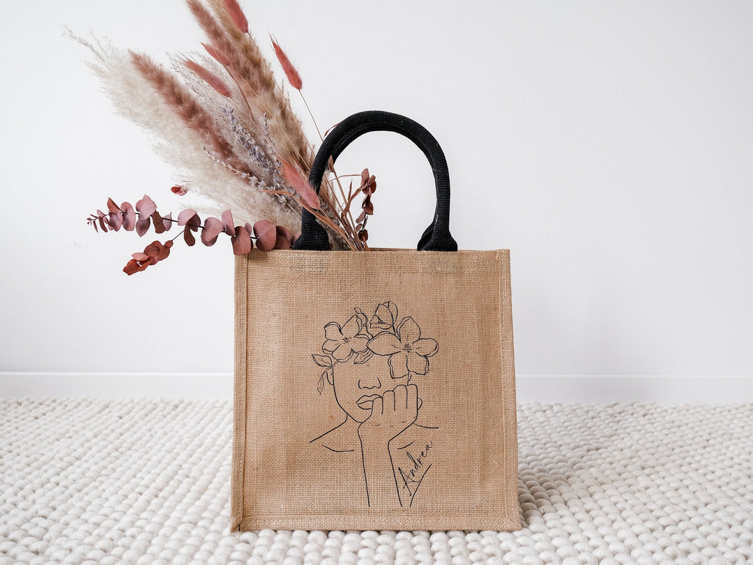 Jutetasche personalisierbar, "Line-Art" - JelliesDesign - Jute Bag - Totes