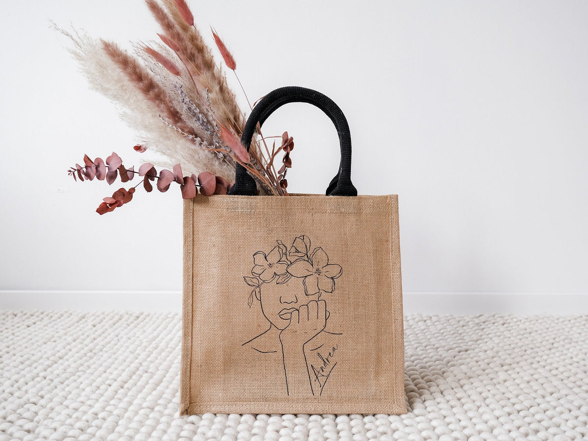 Jutetasche personalisierbar, "Line-Art" - JelliesDesign - Jute Bag - Totes