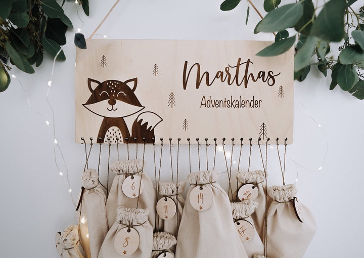 Adventskalender mit Waldtieren personalisiert - Jellies Design