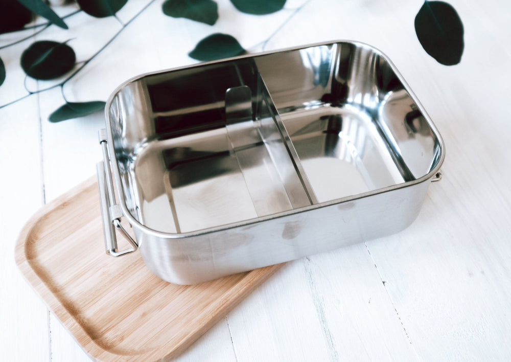 Edelstahl Trennsteg für Lunchbox mit Holzdeckel - Jellies Design
