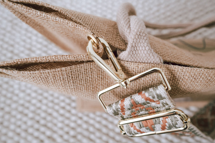 Jutetasche mit besticktem Taschengurt "Ethno Design", personalisierbar - JelliesDesign - Jute Bag - Purse Straps