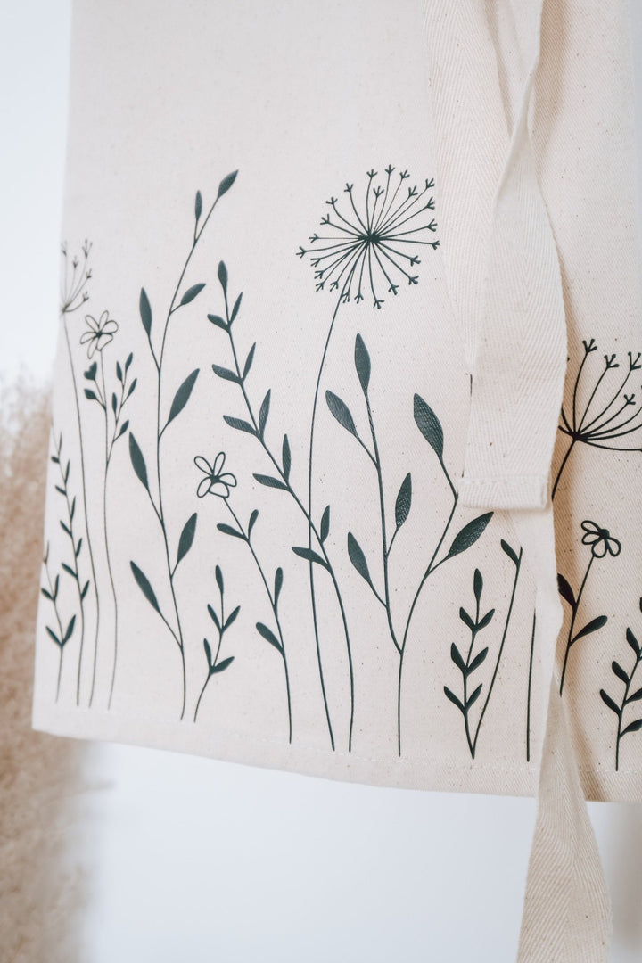 Kinderschürze personalisiert mit Namen und stilisierten Blumen - Jellies Design