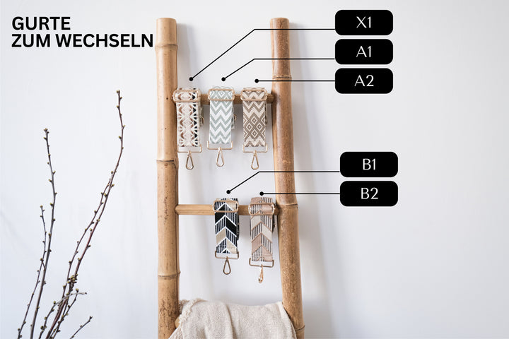Jutetasche mit besticktem Taschengurt "Ethno Design", personalisierbar - JelliesDesign - Jute Bag - Totes