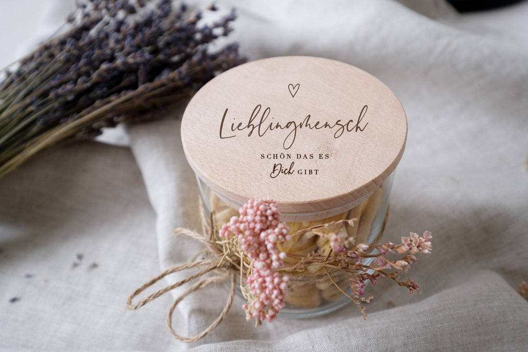 Vorratsglas "Lieblingsmensch - Schön das es Dich gibt" - Jellies Design