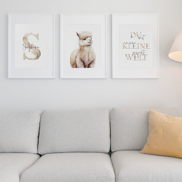Kinderzimmer Wandposter "Lama" als Set oder einzeln, personalisierbar - Jellies Design