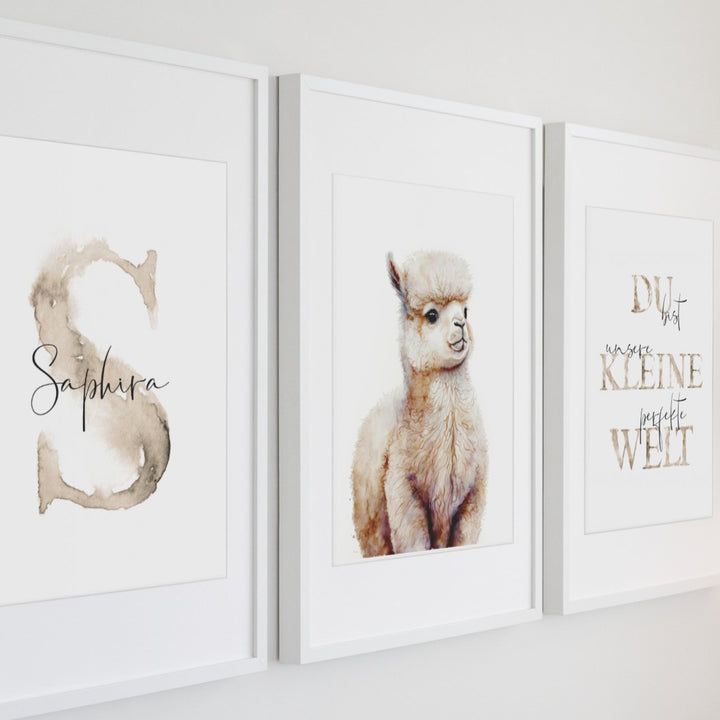 Kinderzimmer Wandposter "Lama" als Set oder einzeln, personalisierbar - Jellies Design