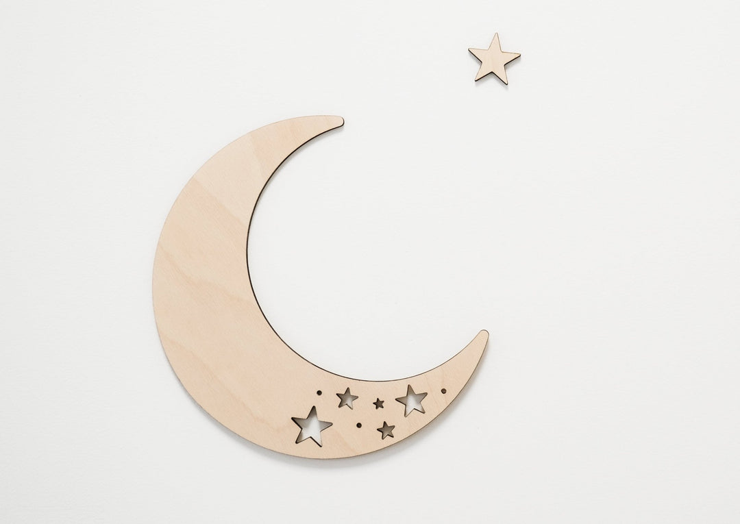 Wanddeko aus Holz "Mond und Sterne" - Jellies Design