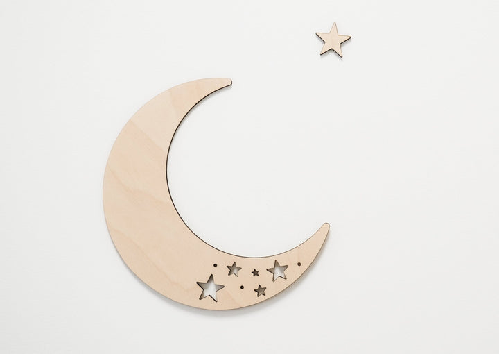 Wanddeko aus Holz "Mond und Sterne" - Jellies Design